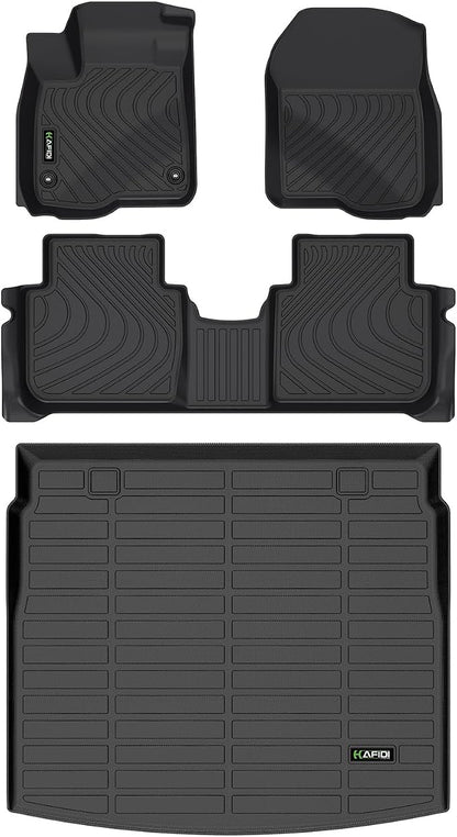 HAFIDI® Floor Mats & Cargo Liner Set Fit for 2023 2024 2025 2026 Honda CRV Hybrid & Honda CR-V All Weather Protection TPE Anti-Slip Automotive Full Set Floor Liners Custom Accessories -Black