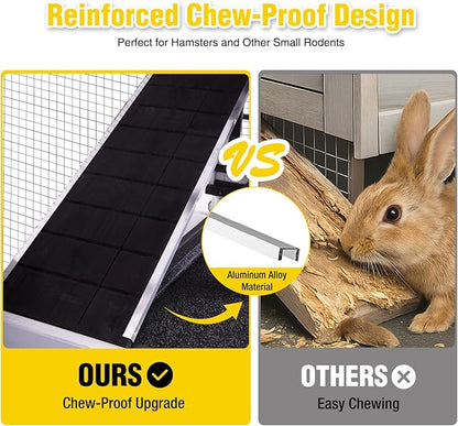 Aivituvin 2-Story Large 39.3" Rabbit Hutch, Opening Roof Bunny Cage with Chew-Proof Ramp, Leak-Proof Tray and Locking Wheels, for 2-4 Rabbits (Black/White)