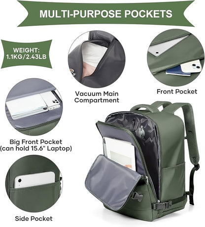 coowoz Vacuum Backpack Travel with Pump,Travel Backpack with Vacuum System For Women Men,Carry On Backpack,Hiking Backpack Waterproof Outdoor Sports Rucksack Casual Daypack,33L(Vacuum pump)