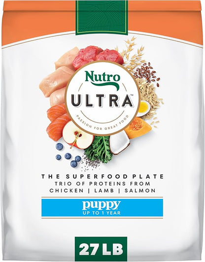 Nutro Ultra High Protein Dry Puppy Food, Trio of Proteins from Chicken, Lamb and Salmon, 27 lb Bag