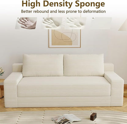 70.78" Loveseat Sofa, Modern Small Corduroy Couch Comfy Deep Seat for Living Room, Bedroom, Home Office, Apartment, No Assembly, Beige