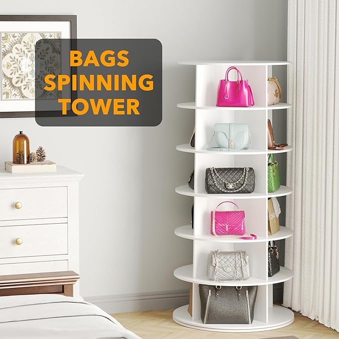 SpaceAid 6 Tier Rotating Shoe Rack Tower, Spinning Shoe Display Lazy Susan