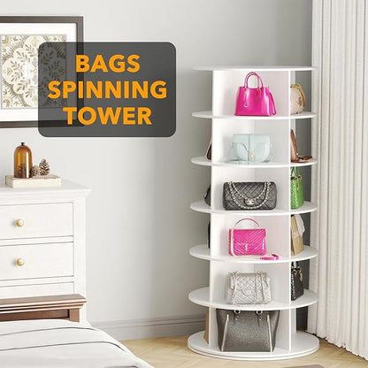 SpaceAid 6 Tier Rotating Shoe Rack Tower, Spinning Shoe Display Lazy Susan