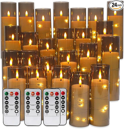 24 Pack Flameless LED Pillar Candles