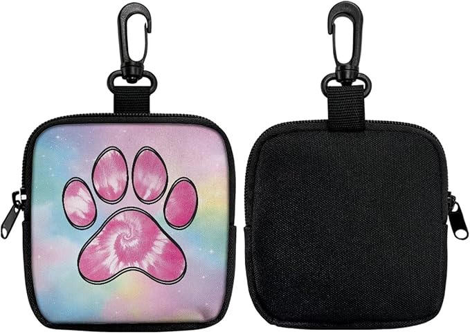 KEIAHUAN Pink Dog Paws Dog Treat Pouch Small Fanny Zipper Pack Holder for Puppy Hands-Free Snack Pouch for Dog Training, Walks & Outdoor Use