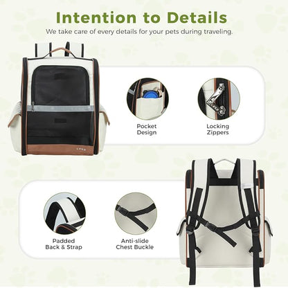 Lekereise Cat Backpack Carriers, Dog Carrier Backpacks with Breathable Mesh for Small Medium Large Cats Dogs Puppy Up to 25 Lbs, Pet Foldable Carrying Backpack Ventilated for Travel Hiking Collapsible