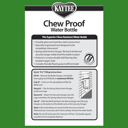 Kaytee Chew-Proof Water Bottle for Pet Hamsters, Gerbils and Rats, 6 oz