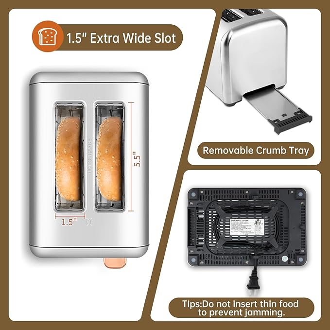 SEEDEEM Toaster 2 Slice, Real Touch Screen