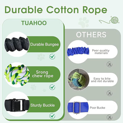 Outdoor Bungee Tug Solo Hanging Toy, Tree Tugger Dog Pull Rope Tug a War for Pitbull Medium Large Aggressive Chewers, Interactive Dog Tether Toy for Yard, 2 Rope Toys