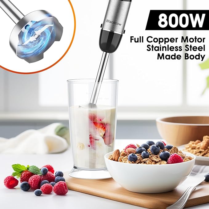 Immersion Blender Handheld for Kitchen, Emulsion Blender Handheld, 12 Speed
