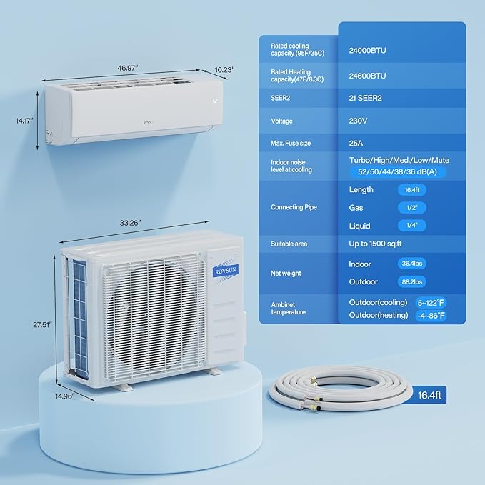 ROVSUN 24000 BTU Wifi Enabled Mini Split Air Conditioner & Heater