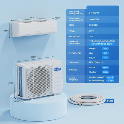 ROVSUN 24000 BTU Wifi Enabled Mini Split Air Conditioner & Heater