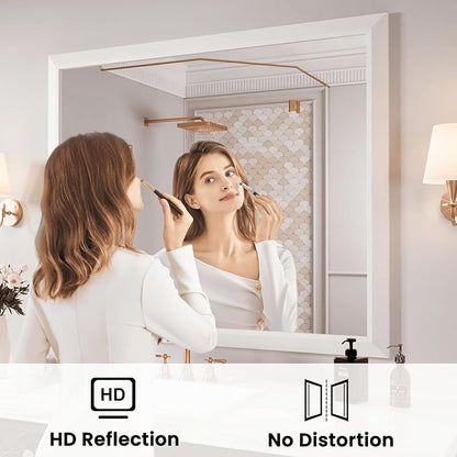 Amorho Bathroom Mirror, 48x40 Inch White Framed Bathroom Mirrors