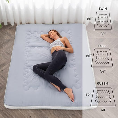 Dr.Futon Japanese Floor Futon Mattress Mat Extra Thick Folding Roll Up Bed for Guest,Lounger and Tavel