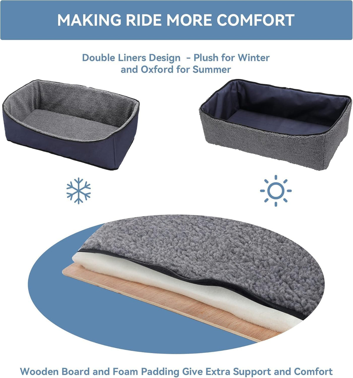 A 4 Pet Dog Car Seat for Medium/Large Dog or 2 Small Dogs, Booster Car Seat with Storage Bags and 2 Seat Belts, Pet Seat for Dogs Under 55 lbs