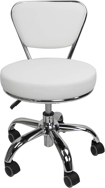 MAYAKOBA Dayton Garage Rolling Seat (White) Pneumatic, Short Stool with Adjustable Height 13"-15", Perfect for Garage Task, Home Cleaning, Bathroom Short Seat, Technician Task