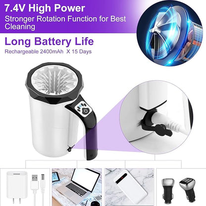 Rechargeable Automatic Dog Paw Cleaner, 2 in 1 Portable Dog Paw Washer Cup | Pet Paw Cleaner with Soft Silicone Brush, 7.4V High Power, Dog Foot Washer Suitable for Big Dog/Cat Grooming, Black