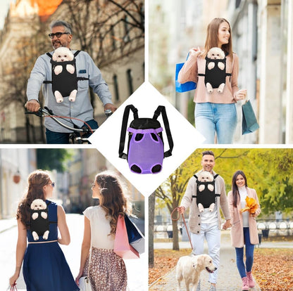 FEimaX Dog Carrier Backpack Pet Legs Out Front Cat Travel Bag, Adjustable Puppy Backpacks Carriers Hands-Free for Small Medium Dogs Cats Hiking Traveling Camping Daily Walking (X-Large, Purple)