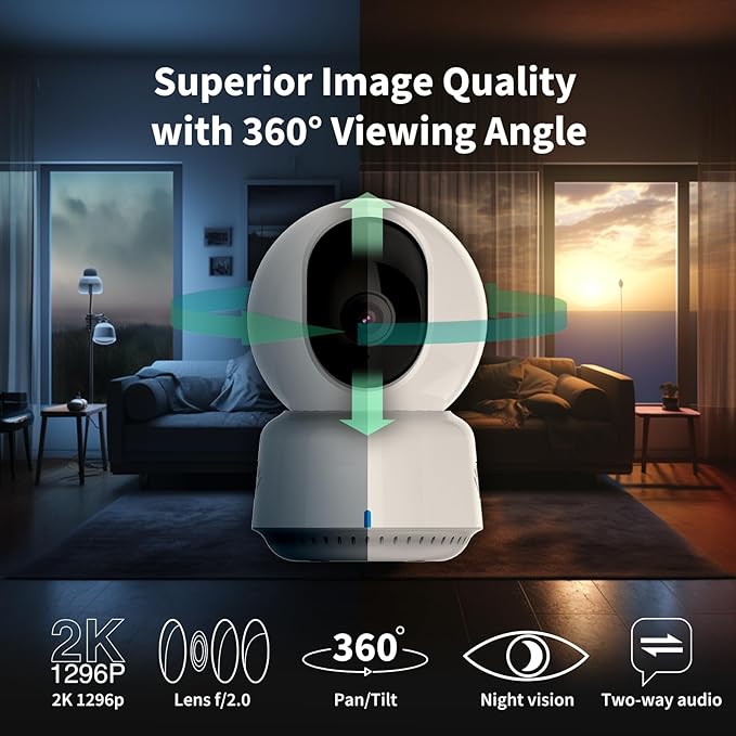 Aqara 2K Indoor Security Camera E1, Pan & Tilt, HomeKit Secure Video Indoor