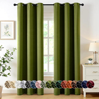 MIULEE Light Olive Green Blackout Curtains