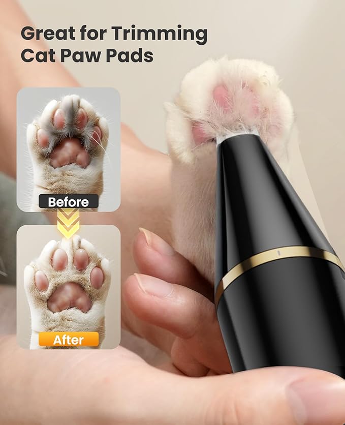 oneisall 2 Speed Cat Clippers with Double Blades, Rechargeable Cordless Small Cat Paw Trimmer, Low Noise for Trimming Dog's Hair Around Paws, Eyes, Ears, Face, Rump (Black)