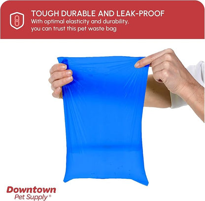 Downtown Pet Supply Poop Bags for Dogs with Dispenser, 2200 Count - Leak-Proof Dog Waste Bags and Bone-Shaped Dog Poop Bags Holder for Leash - Rainbow of Colors, 12.5" x 8.5"
