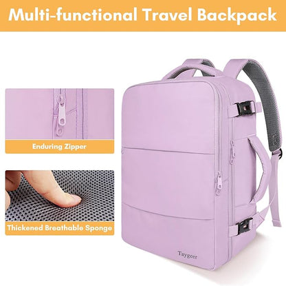 Taygeer Travel Backpack for Men Women, Airline Approved Underseat Personal Item with 17.3 inch Laptop Compartment, TSA Friendly Mochila for Business Hiking Weekend, Carry On Backpack, Orchid Purple