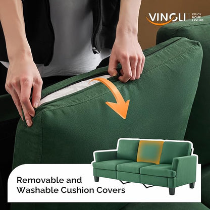 VINGLI Green 83" Sofa Couches for Living Room, Modern Comfy 3 Seater Couch 25.6" Deep Seat Upholstery Cozy Sofas for Small Space, Bedroom, Apartment, Home Office