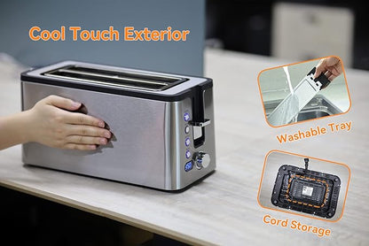 Mecity 4 Slice Toaster, Long Slot Toaster