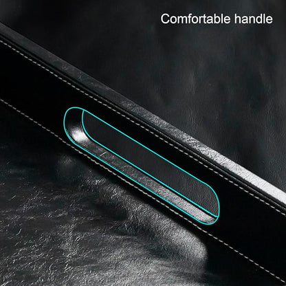 25 * 25 inches Leather Rectangle Serving Tray with Hole Handles,High-End Light Large Service Tray for Ottoman Tray, Tea, Food, Butler - Countertop, Kitchen,Family Dinner, Picnic (Black)