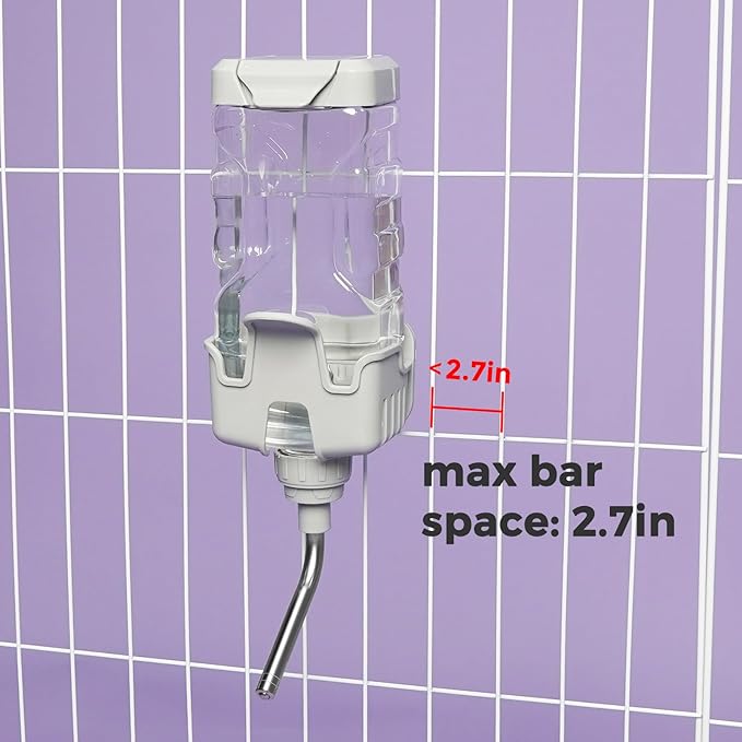 Vannon Small Animal Water Dispenser for Cage, 30oz Auto Feeding Crate Water Bottle for Rabbit, Chinchilla, Ferret, Guinea Pig, Squirrel, Hedgehog, Pet Nozzle Diameter: 10mm, BPA Free, Grey