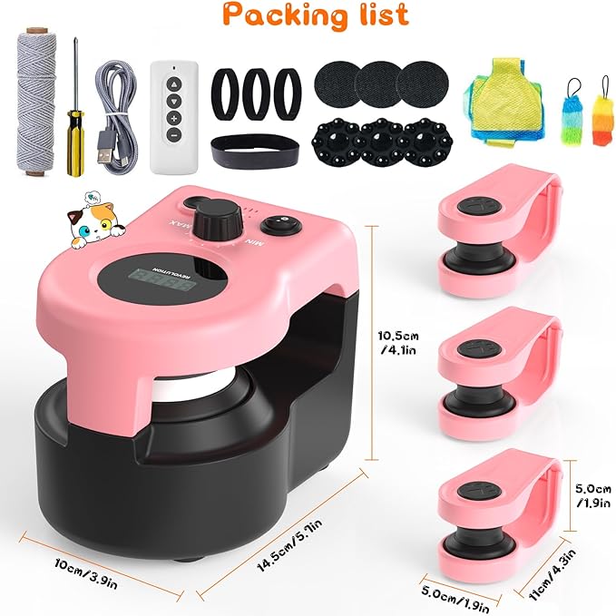 Interactive Cat Toy for Indoor - Automatic Cat Treadmill with Remote Control, 3 Speeds, Quiet Motor & Durable Design | Indoor Chase Hunting Feather Toys for Fitness, Playtime & Energy Release (Pink)