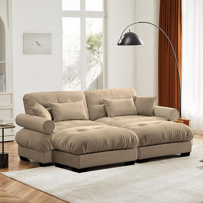 Camel Ottoman for Modular Sectional Sofa, Single Sofa, Ottoman Seat for Convertible Sectional, Velvet Sofa Couch for Living Room, Bedroom, Apartment