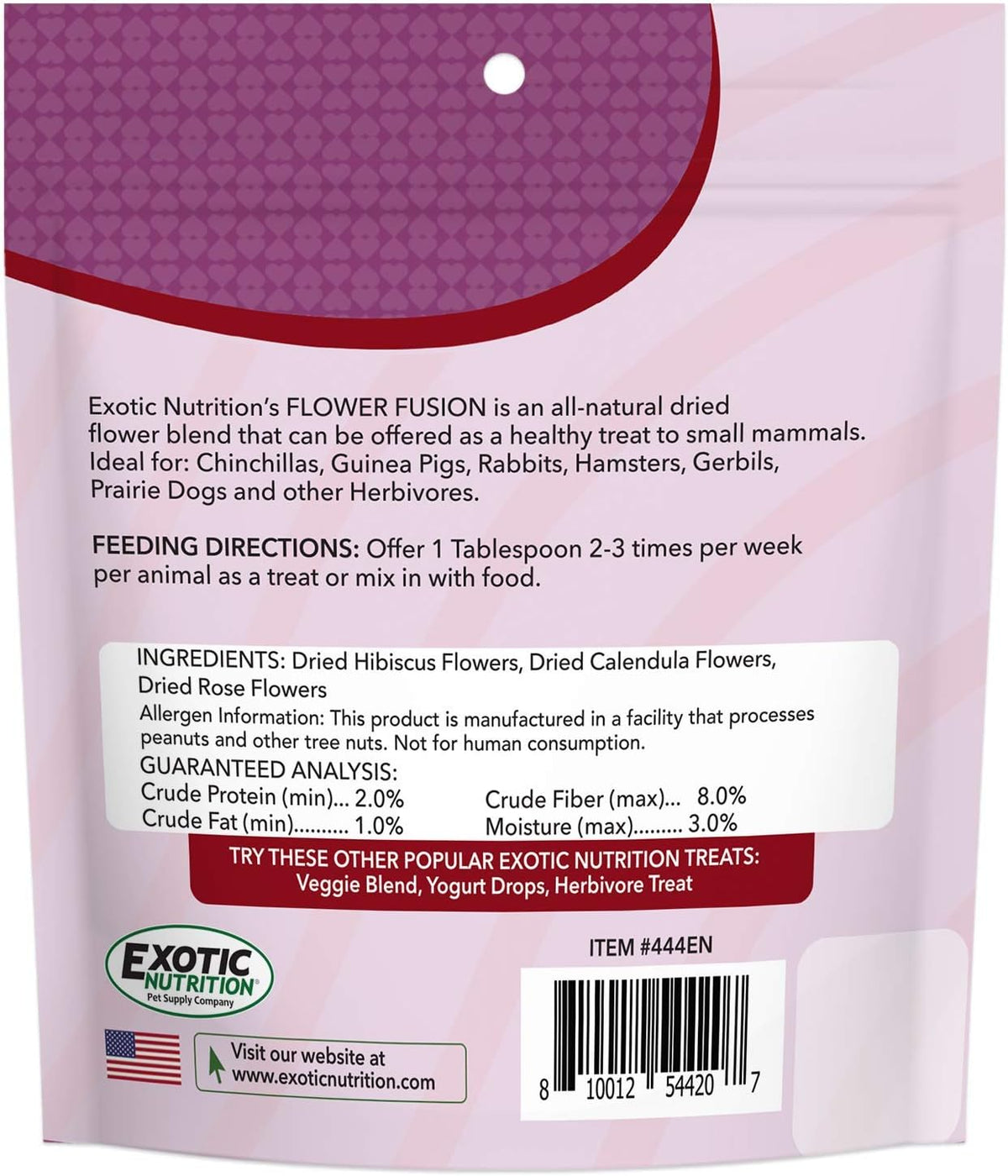 Flower Fusion Treat - Healthy Natural Dried Flower Herbivore Treat - Chinchillas, Guinea Pigs, Rabbits, Prairie Dogs, Degus, Hamsters, Rats, Squirrels, Sugar Gliders & Other Small Pets (0.85 oz)