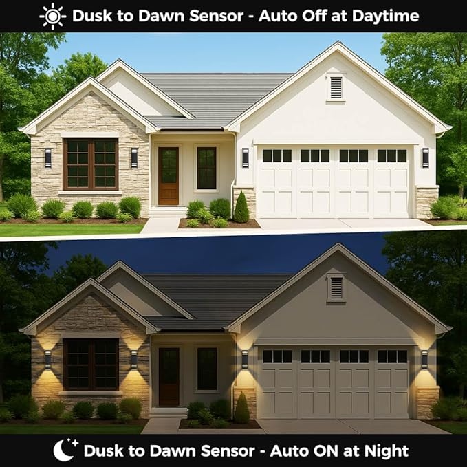 KIZON Modern Smart Porch Lights RGBCW, Dusk to Dawn Outdoor Lights Color
