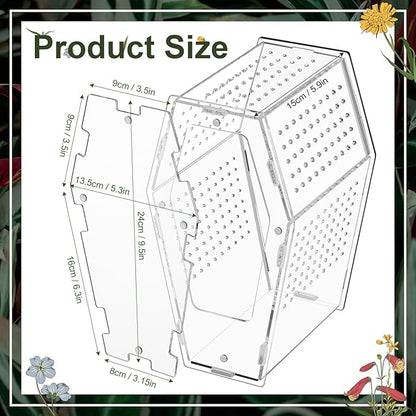Yalikop Acrylic Jumping Spider Habitat Versatile Reptile Enclosure Transparent Insect Terrarium Habitat for Spiders, Tarantula, Gecko, Chameleon, Beetle, Mantis, and Hermit Crab(Clear,L)