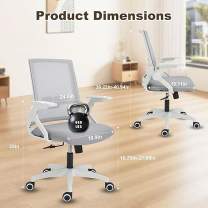 Msdizuo Office Chair Ergonomic Desk Chair, 400lbs Home Mesh Office Desk Chairs with Wheels, Comfortable Gaming Chair, High Back Office Copmuter Chair for Long Hours(White)