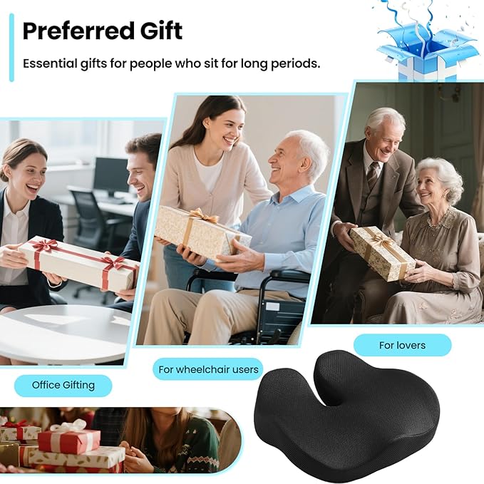 CXC Gel Seat Cushion for Long Sitting – Ergonomic Support Cushion for Office Chair, Car Seat & Wheelchair, Breathable Honeycomb Gel, Non-Slip Bottom