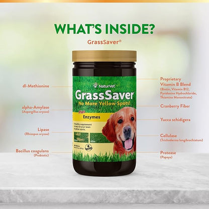 NaturVet – GrassSaver Wafers for Dogs Plus Enzymes – 300 Wafers – Healthy Supplement to Help Rid Your Lawn of Yellow Spots – Synergistic Combination of B-Complex Vitamins & Amino Acids