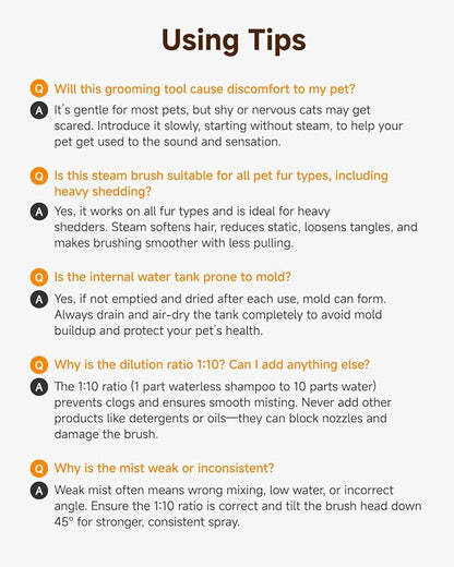 Pet Brush for Cats & Dogs Steam, 3-in-1 Steam Beauty Pet Comb, 2-Speed Spray Settings, Removes Dander and Deshedding Tool, One-Touch Self-Cleaning Hair Brush, for Long and Short Hair Pets