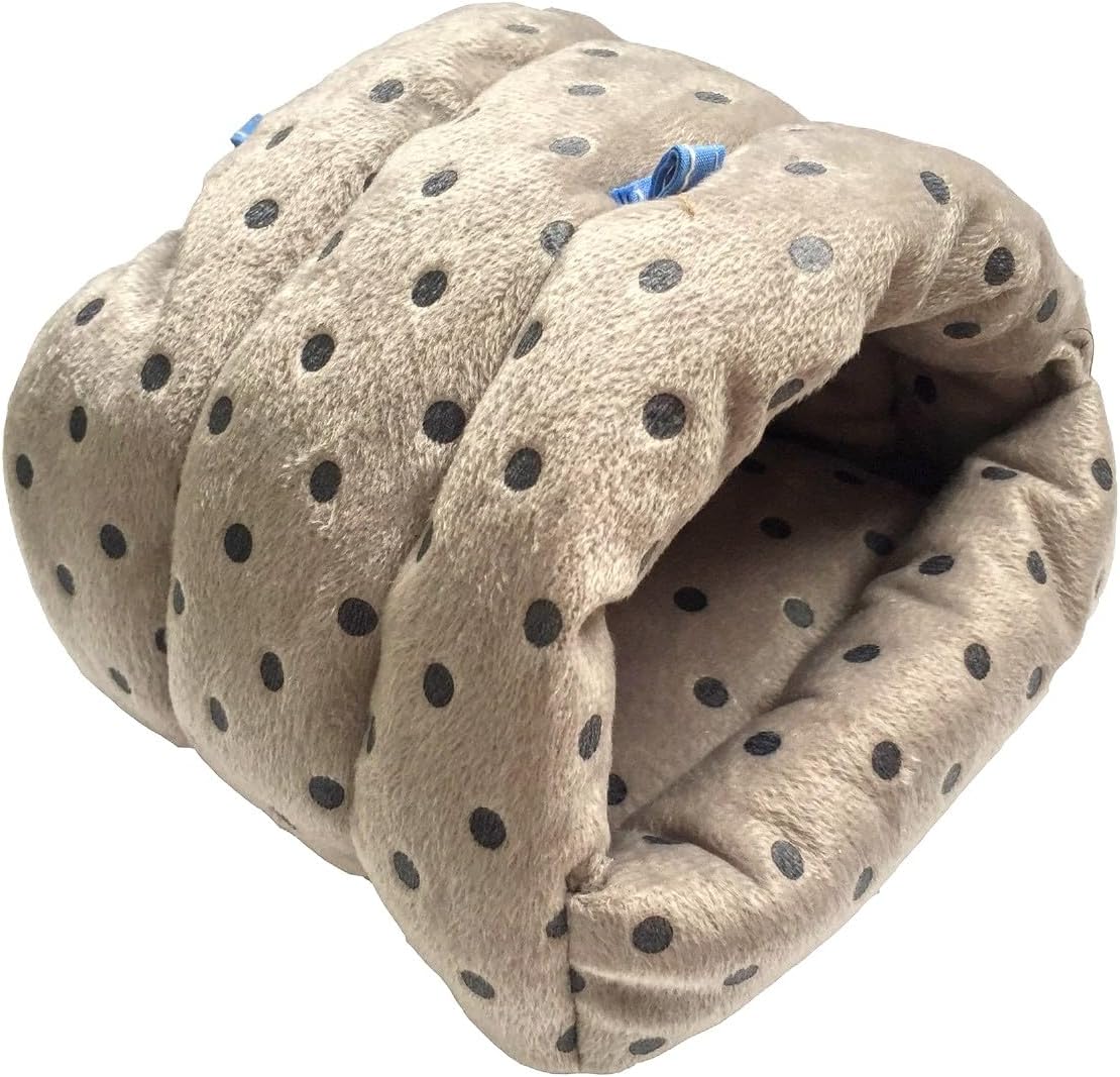 WOWOWMEOW Guinea Pig Cave Bed Small Animals Warm Cage Hanging Bed for Rat, Chinchilla, Hedgehog, Rabbit (L, Dot-Grey)