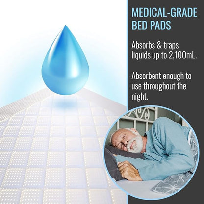 DMI Extra Large 36" x 36", 50 Count, Ultra Protective Incontinence Bed Pads for Women and Men, Elderly, Kids Bed Wetting, Absorbent Chucks, Furniture Protection, FSA/HSA