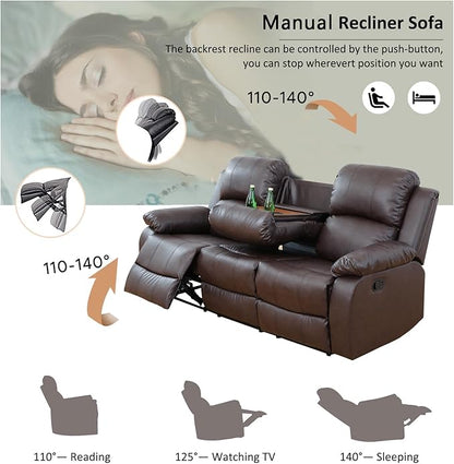 A Ainehome Living Room Furniture Set Leather Recliner Sofa Set Loveseat Chair Furniture Sofa Set for Living Room/Small Space/Rv/House/Office/Theater Seating (A-Brown Leather, Sofa+Chairs)