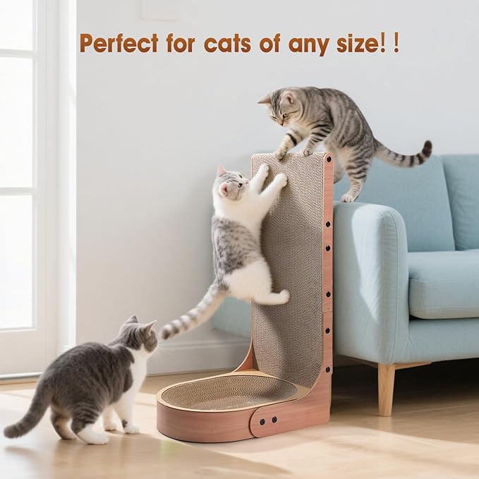 Cat Scratcher, 2 in 1 Multifunctional L Shape Cat Scratch Pad Wall Mounted with Oval Cat Bed Bowl for Indoor Cats (1 PCS Cat Scratcher)