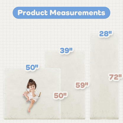 PAPAMAT 1.3" Thick Baby Floor Play Mat 50x50, Basic Padded Foam Mat for Tummy Time Crawling, Non Slip Cushioned for Babies Toddlers Infants Kids (Ivory)