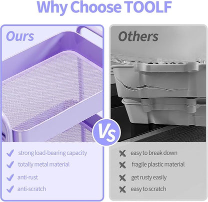 TOOLF 3-Tier Metal Rolling Cart