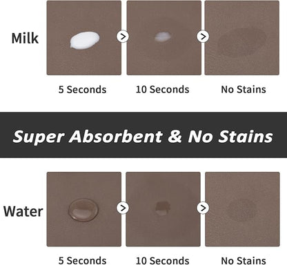 HotLive Dog Food Mat - Absorbent Cat Mat for Food and Water, No Stains Pet Feeding Bowl Mat, Easy to Clean Pet Placemats, Quick Dry Dog Water Dispenser Mat for Messy Drinkers | Brown 12"x 19"