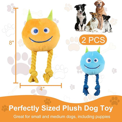 Dog Toys for Small Dogs - 2 Pack Squeaky Rope Plush Dog Toys for Small and Medium Breed, Puppy Toys to Keep Them Busy