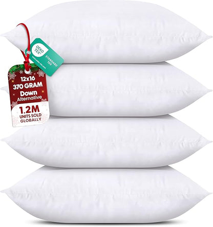 Utopia Bedding Throw Pillows (Set of 4, White) – 12 x 16 Inches Down Alternative Pillows for Bed, Sofa, and Couch - Fluffy Decorative Stuffer Pillow for Indoors & Outdoors