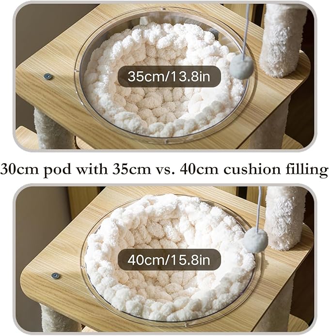 Cat Knitted Bed Mat, Extra-Soft Washable Warm Round Pads Cushions for Indoor Kittens, Cat Trees Towers, Perfect for Kneading and Sleeping (Oatmeal,Medium)